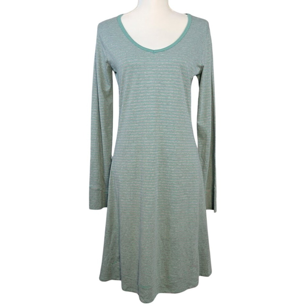 NWT TOAD&CO‎ S Marley Long Sleeve Dress Agate Stripe Aqua Fit & Flare